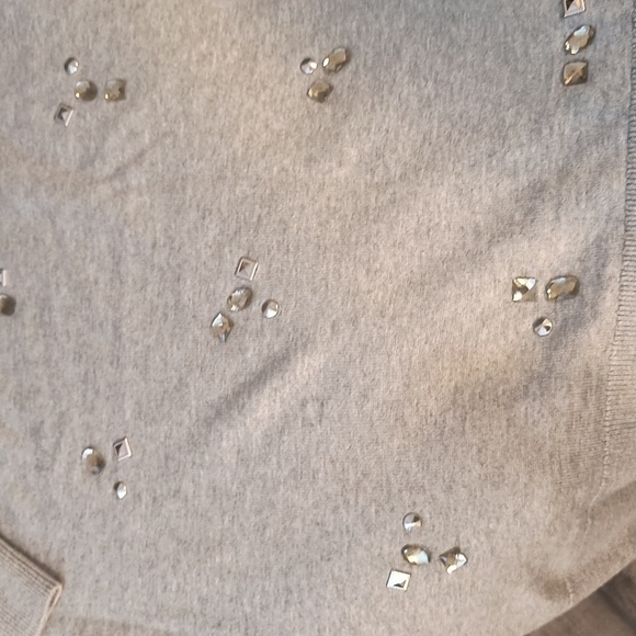 MICHAEL Michael Kors Jewel Embellished Woman's Sweater Gray Size L - Picture 9 of 16